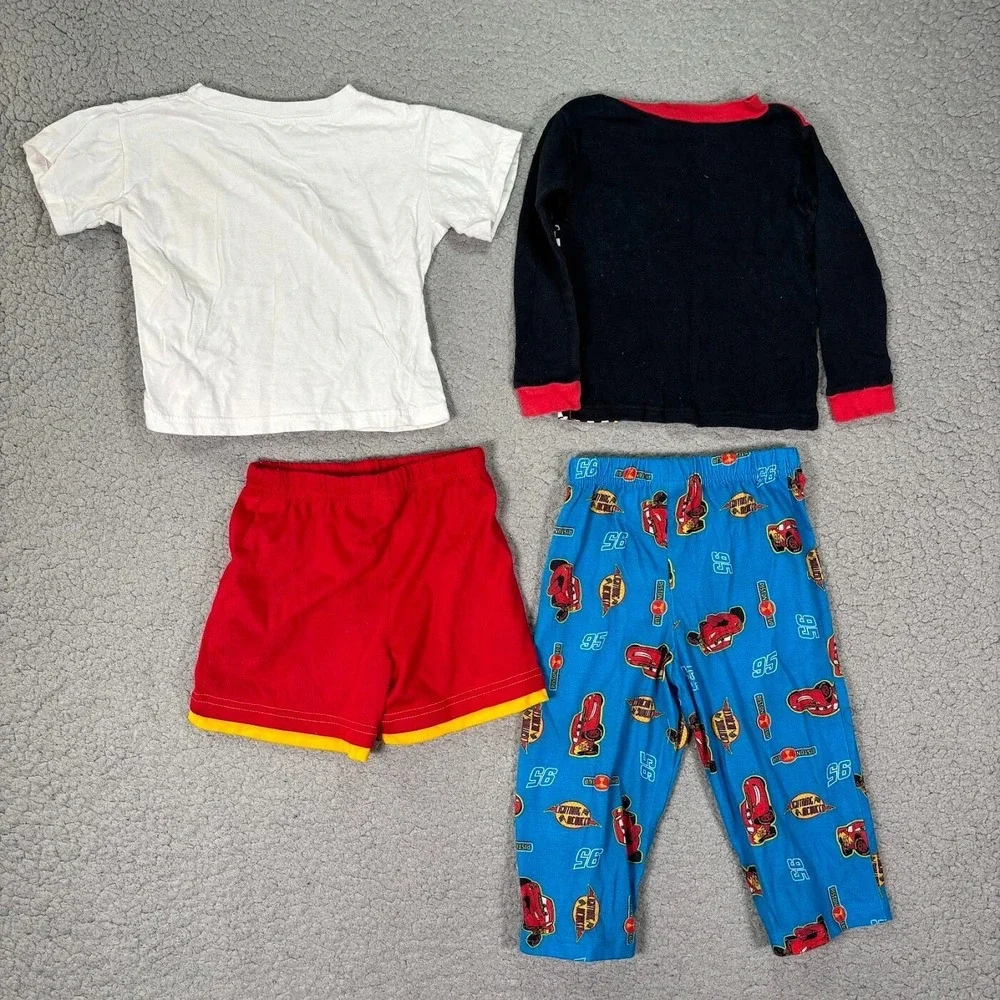 Cars Size 2T Lightning McQueen Lot‎ 4 Disney Pajamas T-shirt Shorts Kachow VTG
